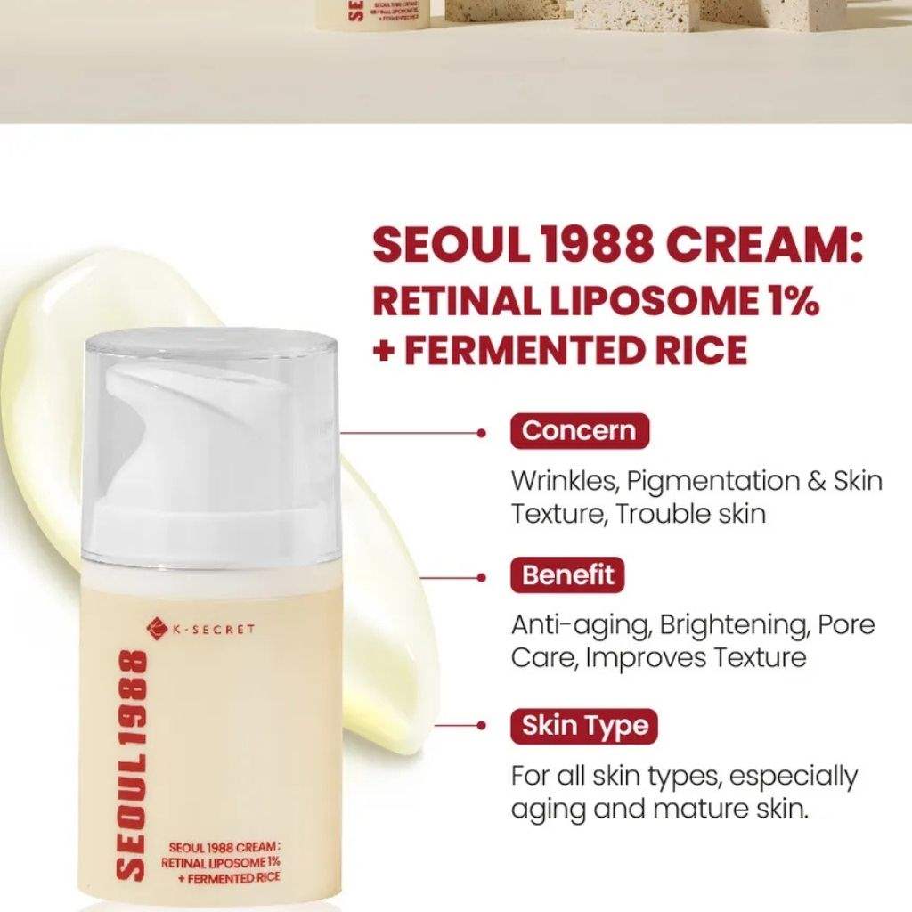 K-Secret Retinal Liposome 1% & Fermented Rice Antiaging Cream, Korean Skincare 50ml