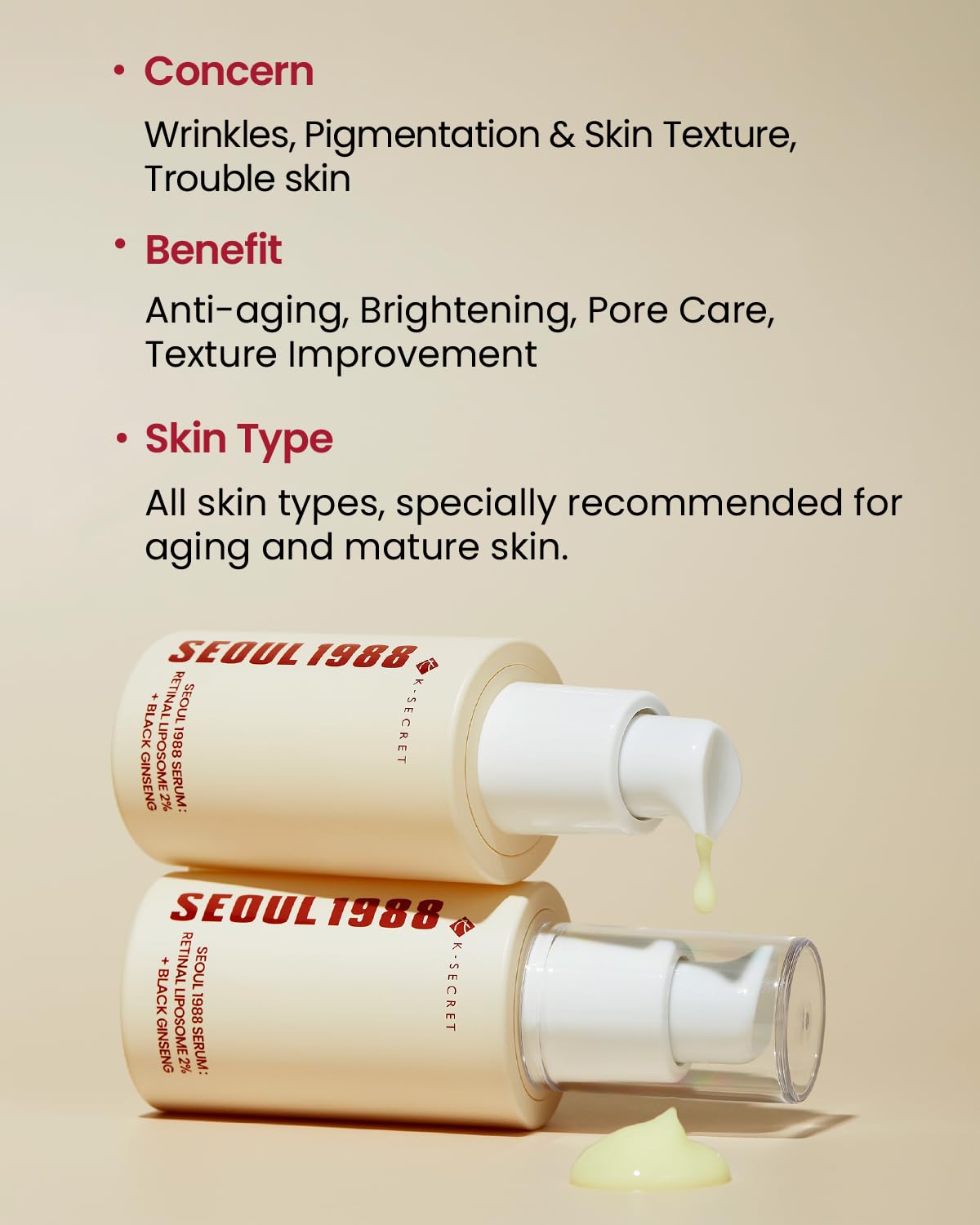 K-SECRET Seoul 1988 Serum, Retinal Liposome 2% + Black Ginseng, 30ml